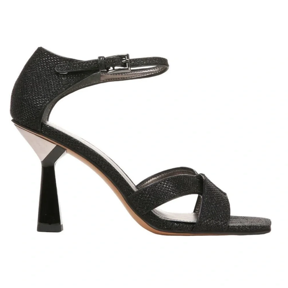FRANCO SARTO Rania Ankle Strap Sandal in Black‎ Leather Size 8.5